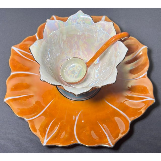 Up for sale is a 1920’s Japanese Art Deco Noritake Morimura Bros. Lustreware Porcelain Lotus Flower Form Leaf Motifs...