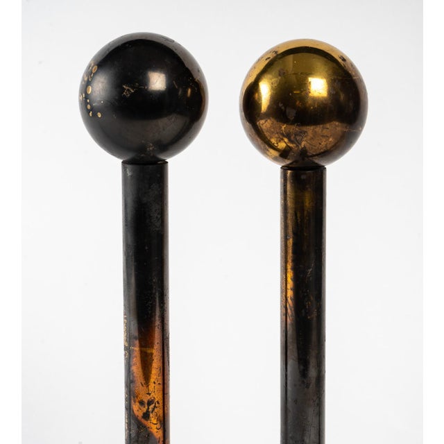 Cast Iron and Brass Chenets, 1960s, Set of 2 For Sale - Image 3 of 7