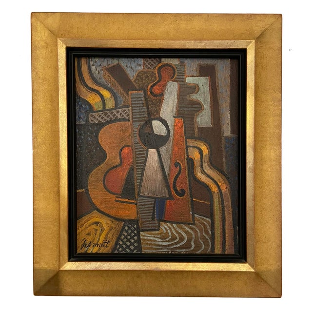 Gilberte Schmitt, Cubist Still Life with Violin, 1920s, Oil on Canvas For Sale - Image 10 of 10