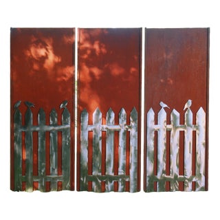 Modern Steel Garden Wall in Triptycon Stainless Steel Fence by Stefan Traloc For Sale
