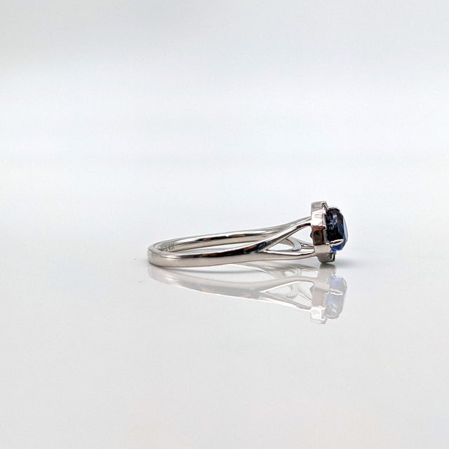 2020s 1.3ct Sapphire Ring With Diamond Accents: Solid 14k Gold, Trillion Cut 5x6mm, Size 6.75 For Sale - Image 5 of 6