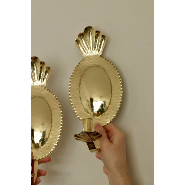 Mid-Century Swedish Hammered Brass Sconces by Sonja Nashult, 1957, Set of 2 For Sale - Image 10 of 16