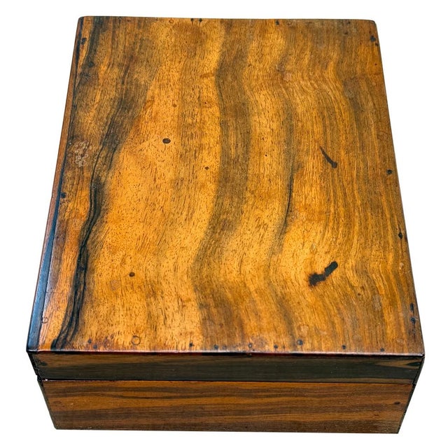 A Very Attractive Mid 19th Century Coromandel Wood Rectangular Work Box, The Well Figured Exterior with Original Brass...