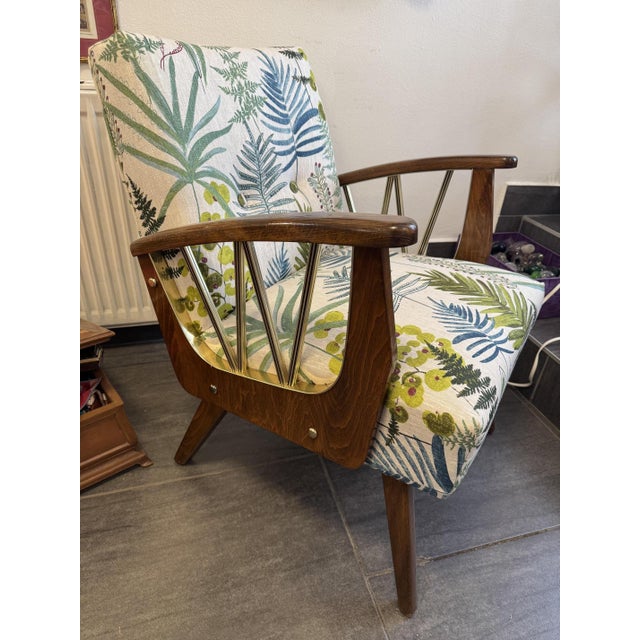 Textile Vintage Armchair with Floral Upholstery, 1950s For Sale - Image 7 of 11