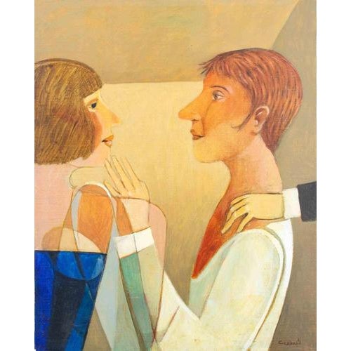 1970s Alberto Gallerati, Couple, 1970s, Oil Painting on Plywood For Sale - Image 5 of 5