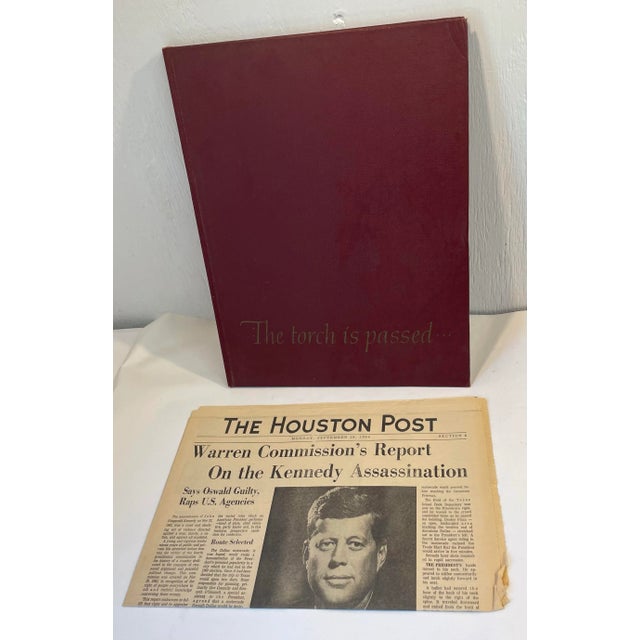 Vintage book about the JFK assassin and a 1964 Houston Post printing of the Warren report.