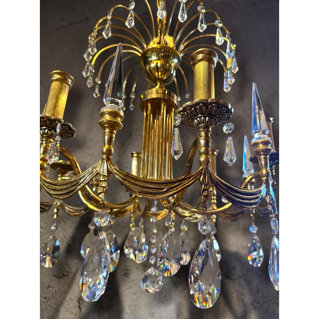 Metal Empire Neo-Classical Style Crystal Chandelier, 1950s For Sale - Image 7 of 8