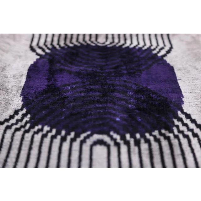 2020s Luxury Purple Silk Velvet Throw Pillow 16x24 – Handmade Modern Geometric Lumbar For Sale - Image 5 of 8