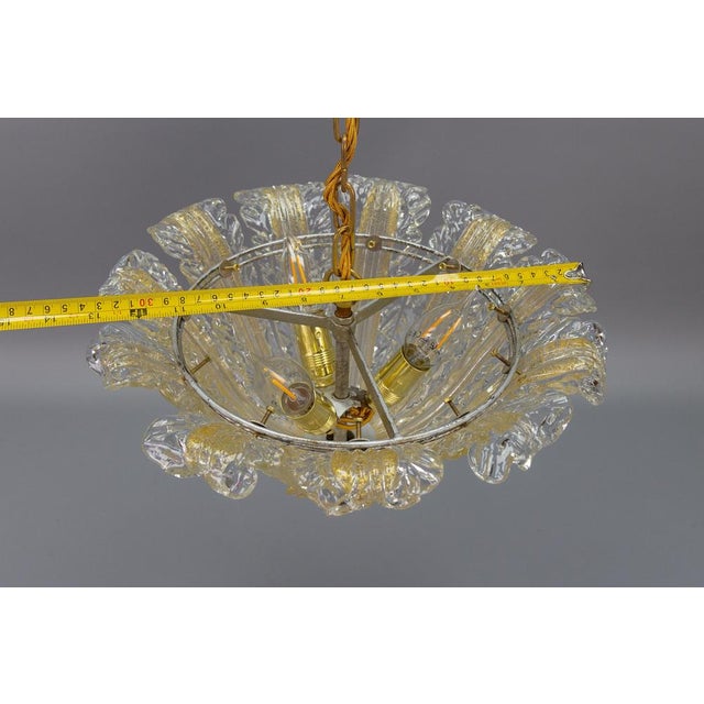 Mid-Century Italian Murano Glass Gold Inclusion Foliage Pendant Light, 1950s For Sale - Image 16 of 18