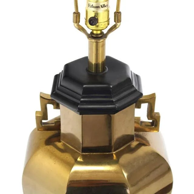 Chinoiserie Brass Hexagon Shape Table Lamps - a Pair For Sale - Image 3 of 7