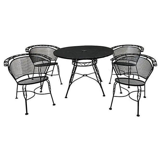 1960s Mid-Century Modern Iron Salterini Patio Table & 4 Chairs, Attributed For Sale - Image 12 of 12