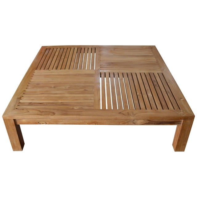 Solid teak wood framed, slatted top coffee table made from reclaimed teak with an oil finish to enhance the natural wood....