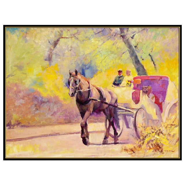 Modern Mid 20th Century A Romantic Ride through the Park, HongNian Zhang For Sale - Image 3 of 5