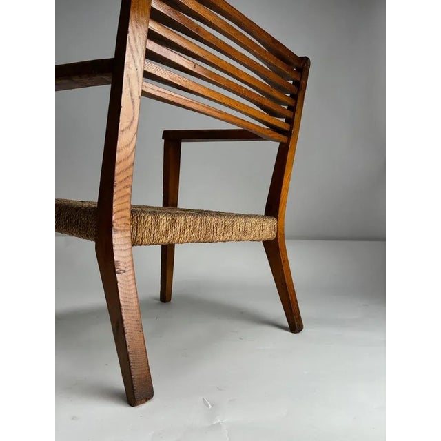Vintage Italian Wood and Rope Armchair, 1930s For Sale - Image 4 of 10