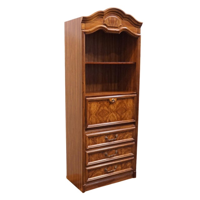 Drexel Drexel Furniture Italian Provincial Burled Walnut 31" Secretary Bookcase / Wall Unit 530-810 For Sale - Image 4 of 16