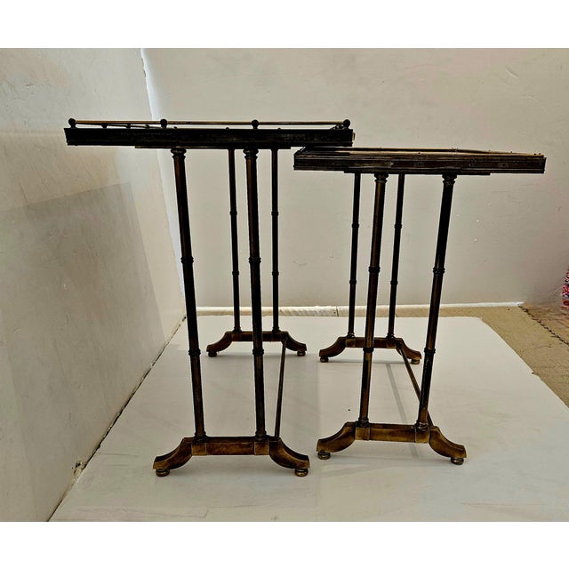 Brass & Iridescent Pair of Vintage Nesting Tables For Sale In Philadelphia - Image 6 of 12