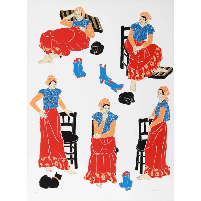 Modern Estelle Ginsburg - Women in Interior #4 Serigraph For Sale - Image 3 of 3