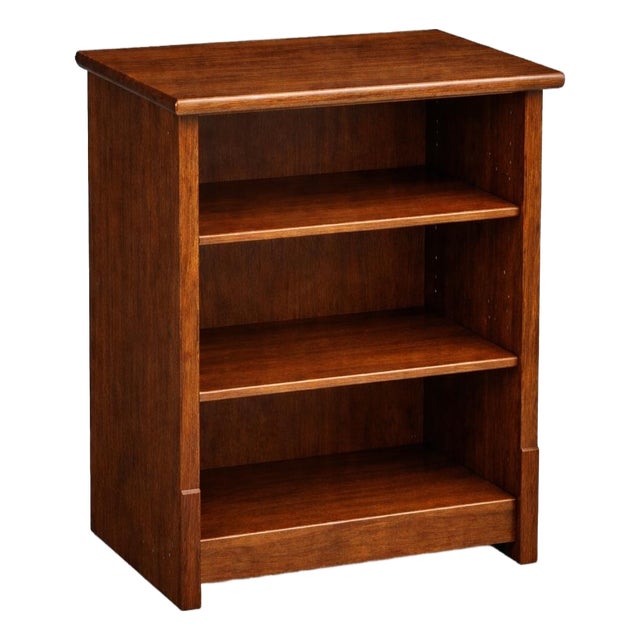 Late 20th Century Solid Wood Open Shelf Nightstand / Side Cabinet in Cognac Walnut Finish With Adjustable Shelves For Sale