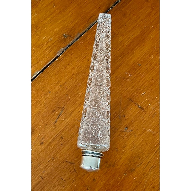 Late 19th Century Antique Cut Glass and Sterling Silver Button and Daisy Perfume Flask For Sale - Image 5 of 5