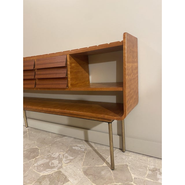Brown Console Table in Marbled Mahogany, Italy, 1960s For Sale - Image 8 of 10