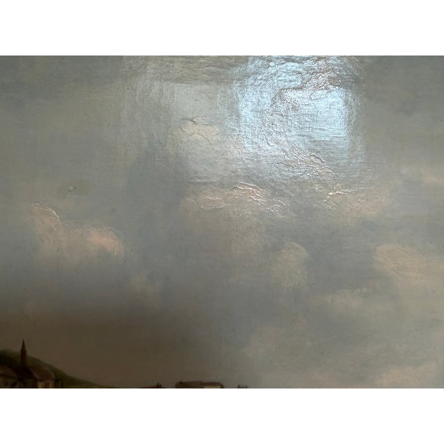 This exceptional signed and dated 1881 oil on canvas is a refined example of late nineteenth-century European coastal...