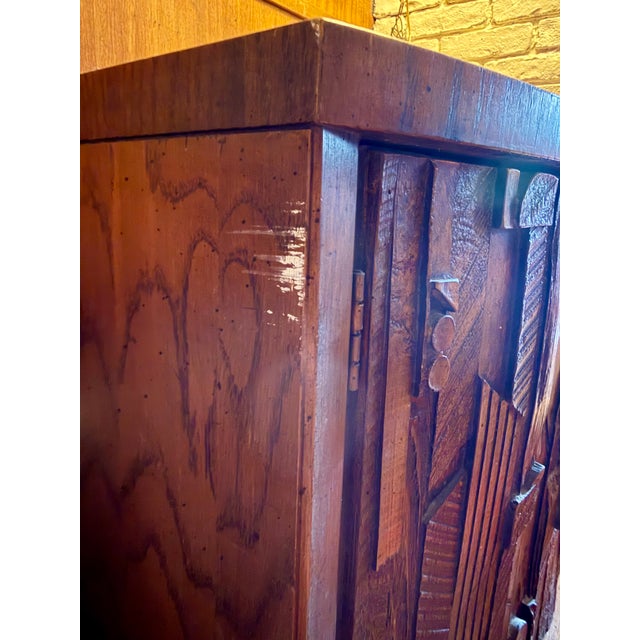 1970s Lane Brutalist Pueblo Armoire and Nightstand Set MCM For Sale - Image 12 of 14