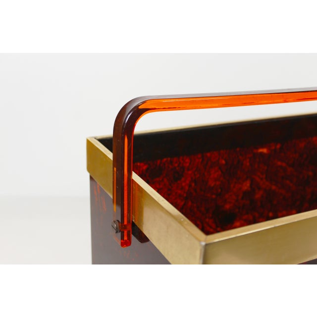 1970s Italian Magazine Rack in Faux Tortoiseshell and Brass, 1970s For Sale - Image 5 of 8