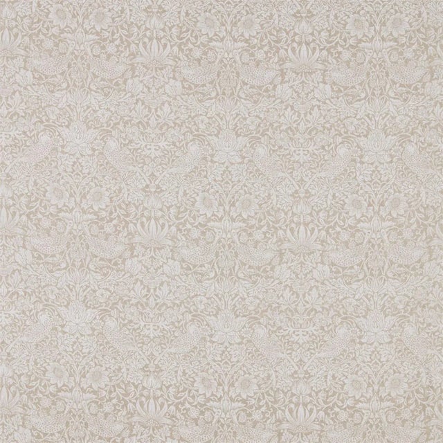 Morris & Co Pure Strawberry Thief Fabric in Flax For Sale