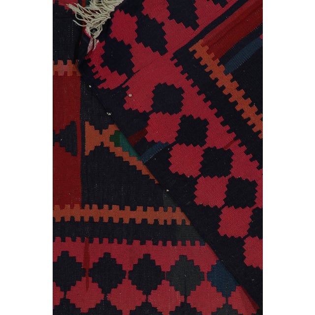 Red Hand-Knotted Antique Persian Kilim in Pink, Red, Blue Geometric Pattern For Sale - Image 8 of 8