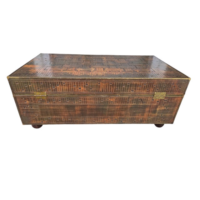 Vintage Asian Camphor Wood Trunk Coffee Table Blanket For Sale - Image 13 of 15