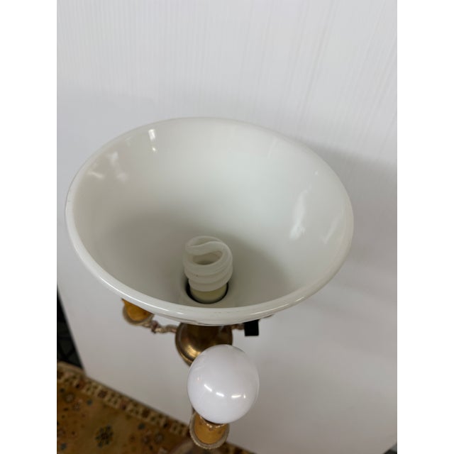 Brass Antique French Provincial Style Torchiere Lamp For Sale - Image 8 of 12