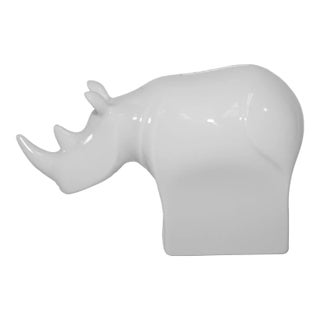 Dansk Modernist White Porcelain Rhinoceros Bank For Sale