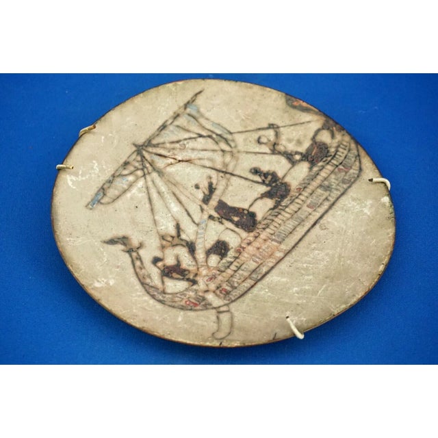 Fire-Enamelled Copper Plate with Odyssey Ulysses Voyage Motig from B.M.B. Manufacture, Florence, 1920s For Sale - Image 11 of 18