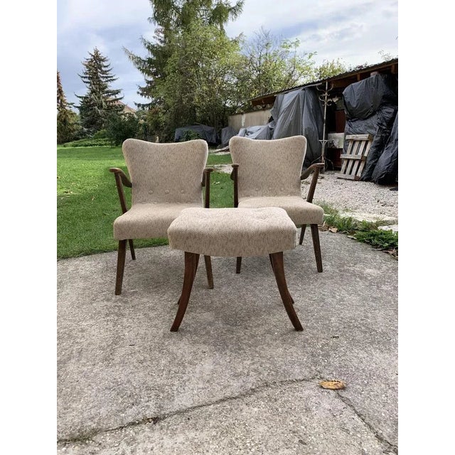 Art Deco Side Chairs and Stool, 1940s, Set of 3 For Sale - Image 3 of 8