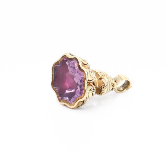 Antique 19th Century Victorian 14k Gold & Amethyst Watch Fob For Sale In Philadelphia - Image 6 of 13
