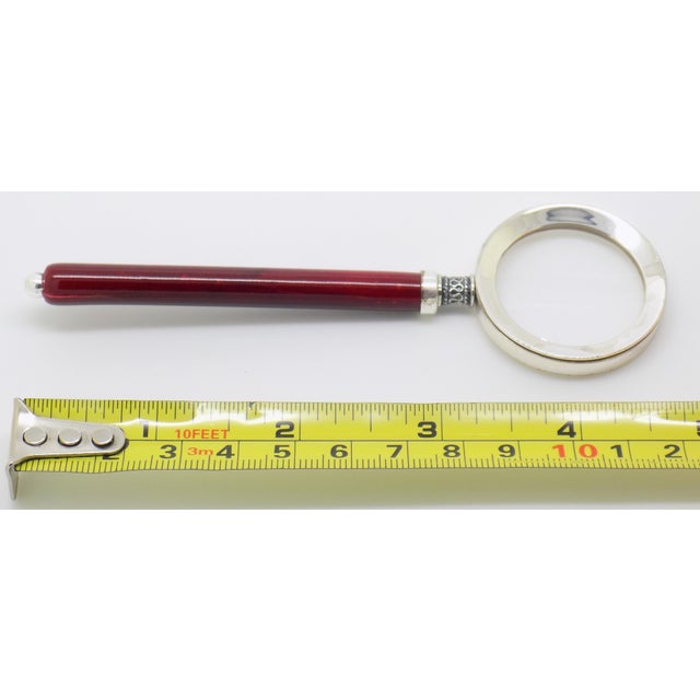 Vintage Italian Handmade Genuine Silver and Wood Purse Small Portable Magnifier For Sale - Image 15 of 15