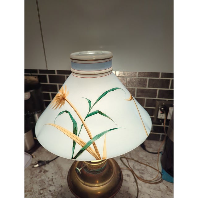 Vintage Edward Miller Brass Electrified Hurricane Lamp With Hand