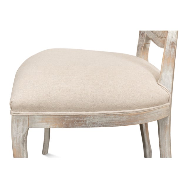 Wood Louis XV Cane Back Dining Chairs in Gray Oak, Sets of 2 For Sale - Image 7 of 11