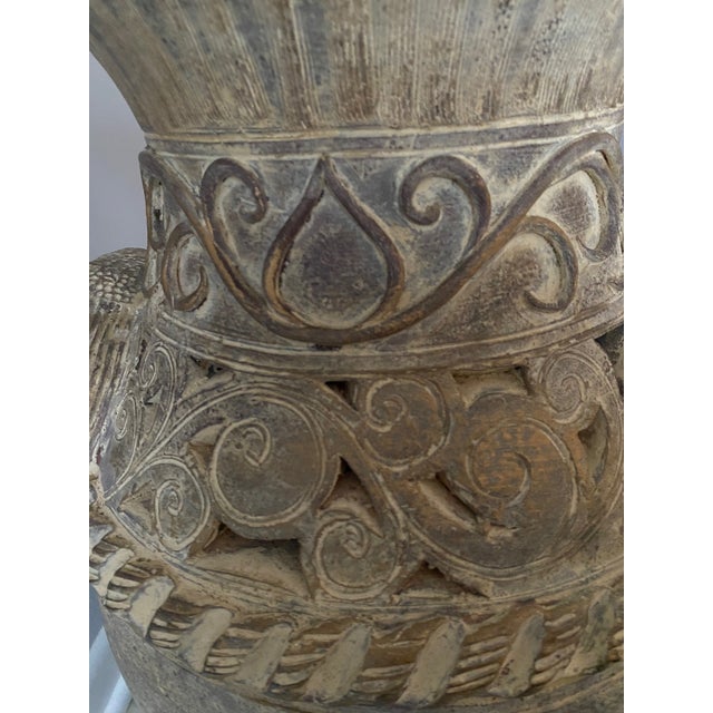 Late 20th Century Thailand Ban Chiang Vintage Earth Ware Terracotta Elephant Floor Vase For Sale In Chicago - Image 6 of 6