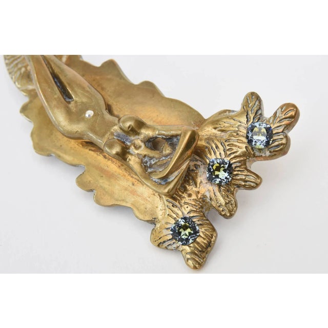 1960s Signed Italian Sculptural Studio Bronze and Boris Aurelius Glass Stones Belt Buckle, 1960's For Sale - Image 5 of 8