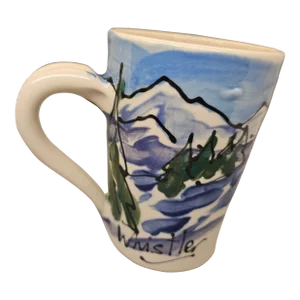 Vintage Handpainted Ski Motif Coffee Mug