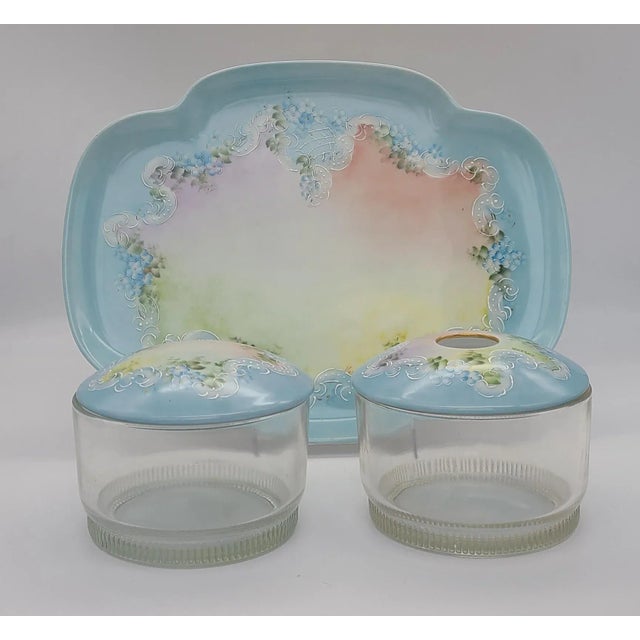 Antique Hand Painted Vanity Set, Haviland, France - 3 Pieces Set For Sale In Seattle - Image 6 of 13