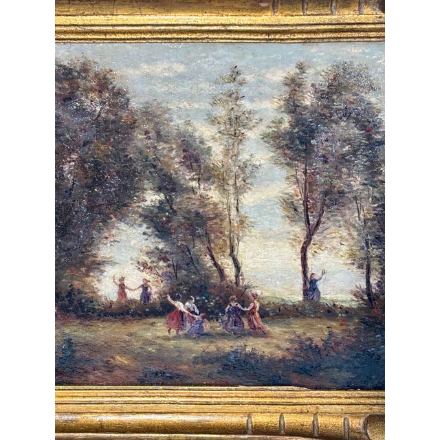 Wood After Jean-Baptiste Camille Corot, Dance of the Nymphs, 19th Century, Oil Painting on Canvas, Framed For Sale - Image 7 of 14