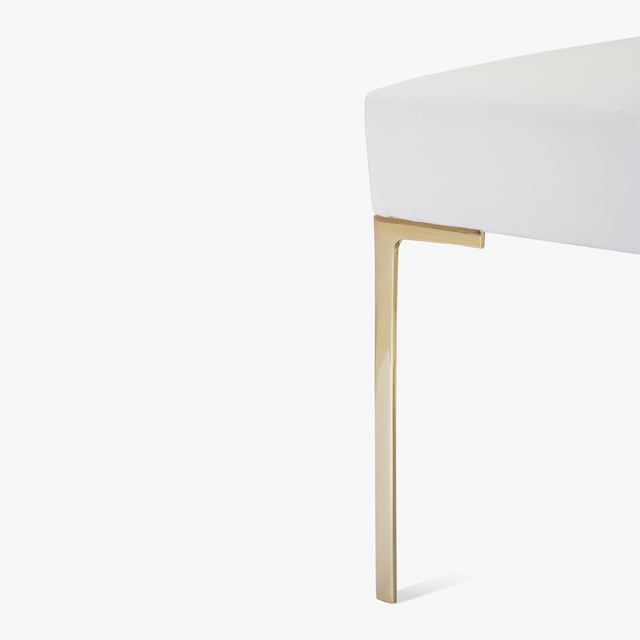 Mid-Century Modern Astor Petite Brass Ottoman in Snow Velvet by Montage For Sale - Image 3 of 7