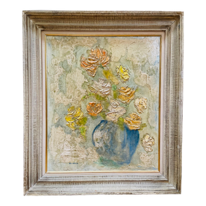 Vintage Abstract Impressionist Impasto Still Life Oil Painting Wese Weller