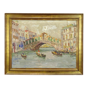 Early 20th Century Rudolph Negely Impressionistic Oil Painting of Veniceâs Rialto Bridge