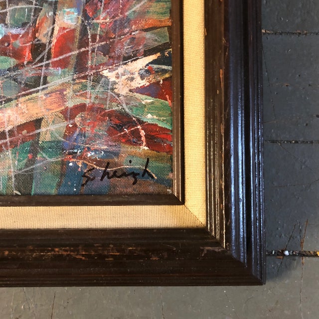 Original 8 x 10 painting on canvas board Signed bottom right Overall size with vintage frame is 12.5 x 14.5