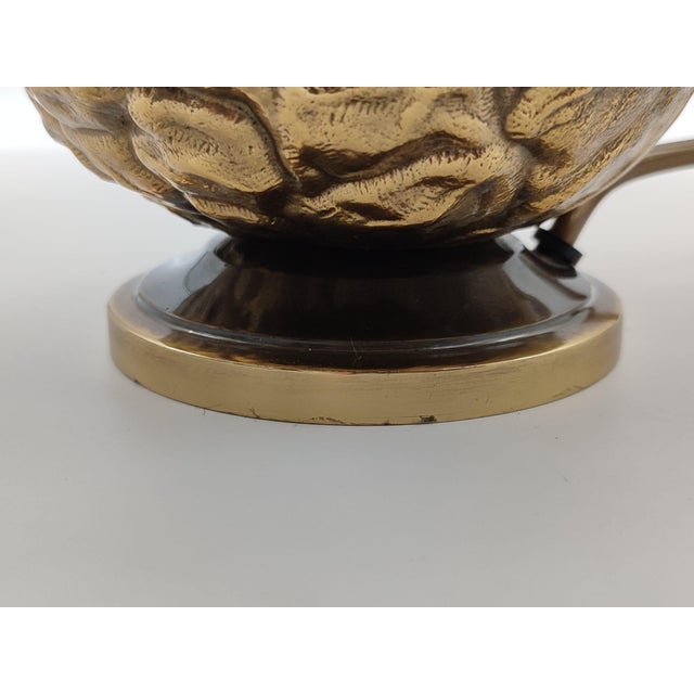 Hollywood Regency Pineapple Table Lamp in Brass with Linen Shades from Maison Le Dauphin, France, 1970s For Sale - Image 6 of 18