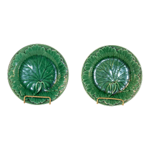 Pair of 19th Century Wedgwood Majolica Leaf Plates