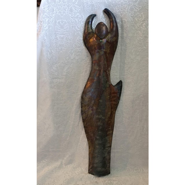 1980s 1980s Dalia Riesel Modernist Stylized Female Figurine Patinated Bronze Wall Sculpture - Ed. VI For Sale - Image 5 of 18